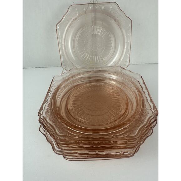 Jeannette Adam Pink Depression Glass Square 6" Bread / Dessert Plate - Picture 1 of 8